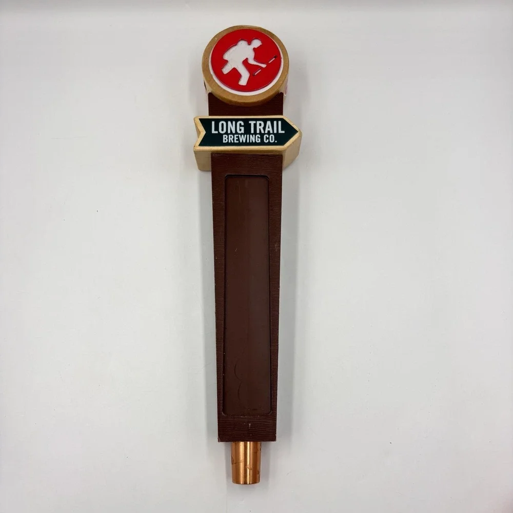 Long‎ Trail Brewing Co Hiker Logo Draft Beer Tap Handle Wood Brown Red Barware